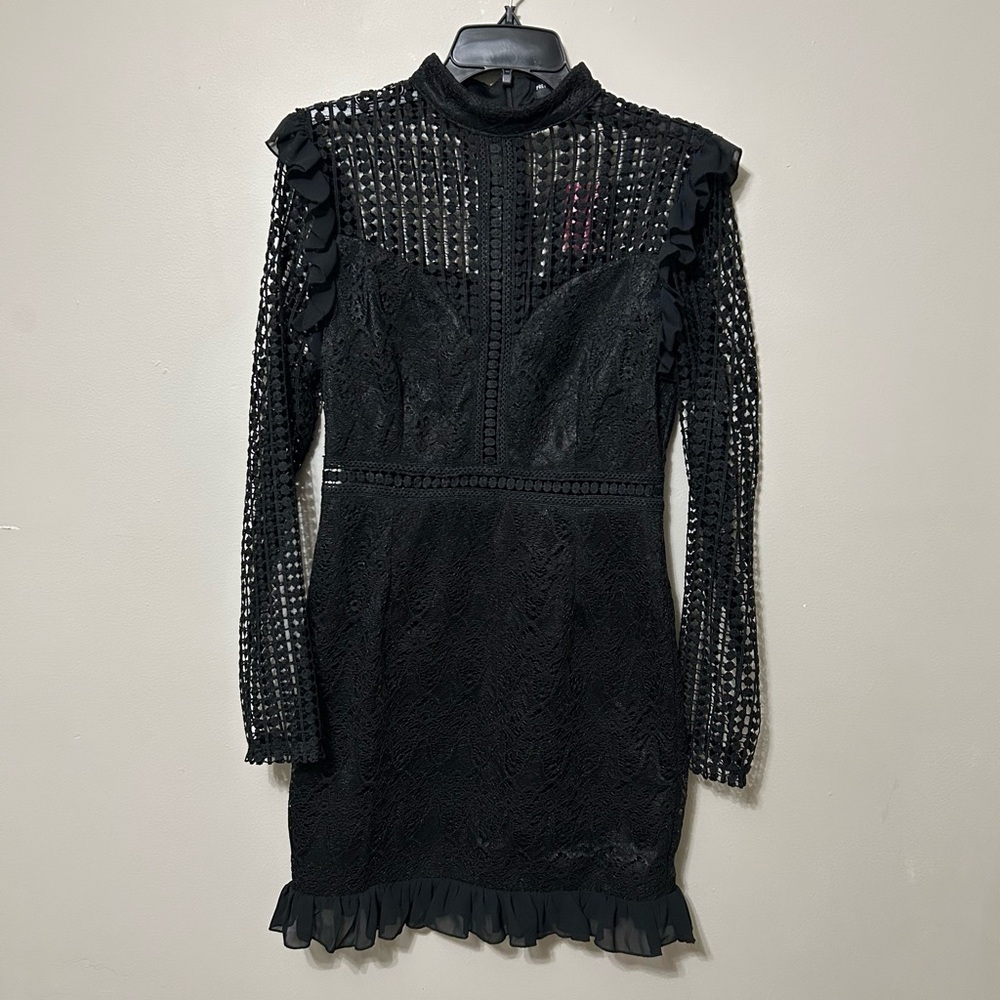 Black Lace Long-Sleeve Cocktail Dress